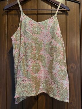 Beaded Pink & Gold Embellished Camisole Top